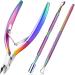 Cuticle Trimmer with Cuticle Pusher - Cuticle Cutter Nipper Clipper Dead Skin Remover Scissor Plier Durable Manicure Pedicure Tools for Fingernails and Toenails Chameleon