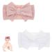 Baby Headbands 2 Pack Headbands Baby Girls Bow Elastic Headband Soft and Cute Children Headband White Pink