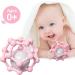 MCGMITT Teething Ring - Soft Silicone Teething Toy for Babies 0-12 Months - Sensory Teether Ball - Baby Rattle - Pink - Buy Online on GoSupps.com