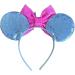 Disney Castle Minnie Silver Mouse Inspired Alice Headband With Big Pink 5" Sequin Top Bow Handmade - Buy Online on GoSupps.com