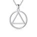 Sobriety Gift 925 Sterling Silver Alcoholics Anonymous Necklace AA Recovery Symbol Sobriety Alcoholics Anonymous Gifts for Women Men