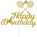 Badminton Happy Birthday Cake Topper Badminton Players Cake Decoration Sports Themed Birthday Party Supplies for Badminton Athletes and Lovers Gold Glitter - Buy Online on GoSupps.com
