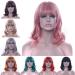 LFMDJF 10 Colors Short Curly Synthetic Wigs - 14 Hairpiece for Women | High Temperature Fiber Pink Black Brown Red - Buy Online on GoSupps.com