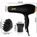 JINRI 2000 Watts Hair Dryer Professional Salon Blow Dryer Lightweight Powerful Travel Hairdryer Cool Hot Button 3 Heat & 2 Speed Settings with Concentrator Nozzle Black - Buy Online on GoSupps.com