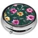 Beautiful Purple Flowers Round Pill Box | 3 Compartment Travel Organizer | Portable Pill Box for Easy Travel - Buy Online on GoSupps.com