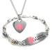 Women's Custom Engraved Medical Alert Bracelet and Heart Necklace - Stainless Steel Black Glass 5.5 Inches Pink: Wrist Size - 5.5in / 14cm Pink