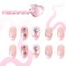 IMSOHOT Oval Press on Nails - Pink Short French Tips with Bow Tie Charms & Rhinestones - 24Pcs Acrylic False Nails for Women & Girls - Buy Online on GoSupps.com
