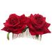 Beaupretty Hair Accessory for Women Barrettes for Women Hair Combs for Women Rose Hair Comb Rose Hair Clip Flower Hair Comb Fork Comb Hairpin Hair Accessories Red Headgear