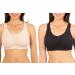 Fruit of the Loom Women's Shirred Front Sport Bra With Removable Pads, 2-Pack 44 Sand/Black
