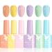 Pastel Gel Nail Polish - 6 Colors Light Colors Spring Summer Pastel Gel Polish - Pink Blue Orange Purple Yellow Green Nail Varnish Set Macaron Candy Series Soak-Off UV LED DIY Nail Art