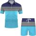 Men's 2022 Summer Short Sleeve T-Shirt & Shorts Set, Stylish Sky Blue 2-Piece Outfit, Breathable Sport Suit - Size 3X-Large - Buy Online on GoSupps.com