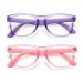 Kids Blue Light Blocking Glasses Girls Boys 2 Pack, Computer Glasses for Kids Girls Boys Age 3-10,Anti Blue Light & Headache (Transparent Purple + Transparent Pink) Transparent Pink+transparent Purple