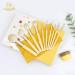 11-Piece Wooden Handle Makeup Brush Set | Little Pudding Beauty Tools with Storage Bag - Yellow - Buy Online on GoSupps.com