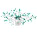Bridal Green Crystal Hair Comb Emerald Hair Vine Malachite Green Wedding Headpiece Prom Party Festival Hair Accessories for Women and Girls (Silver) Hair Comb