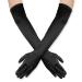 SAVITA 21" Women Long Gloves Long Elbow Satin Gloves Stretchy 1920s Opera Gloves for Women Girls Evening Party Dance Hand Care Moisturizing Black