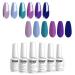 Vishine Gel Nail Polish Set - 6 Pcs Blue Purple Gel Polish Kits Aurora Nail Gel Polish Colors Soak Off UV LED Lamp Base Top Coat Needed DIY Nails Art Manicure Set