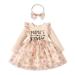 PATPAT Baby Girl Dress Long Sleeve Tutu Dress Infant Girl Tulle Dress Flower Girl Christmas Party Birthday Princess Dresses 9-12 Months Apricot