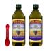 Grapeseed Oil Bundle of Two (2) 24 oz bottle of Pompeian Grapeseed Oil high heat cooking oil for deep frying and baking along with our custom TRIONI spoon!
