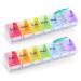 2 PCS Weekly Pill Organizer Arthritis Friendly Travel 7 Day Pill Box Vitamin Case with Spring Open Design and Storage Case Large Compartment to Hold Vitamins Fish Oil Supplements and Medication