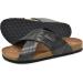 COFACE Men's Leather Flat Sandals - Fashion Cork Beach Slides with Arch Support in Grey - Size 7.5 - Buy Online on GoSupps.com