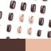 Shop Fall Press On Nails - Short Square Thanksgiving Glitter Designs | Brown Glue On Acrylic Nails for Autumn | Cute Full Cover Nude Artificial Nails - Buy Online on GoSupps.com