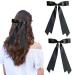 Leogony Hair Bows Clip Black Hair Ribbons with Long Silky Satin for Girls Women