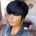 QiaQiaRing Pixie Cut Wigs For Black Women 9A Brazilian Short Straight Human Hair Wigs with Bangs Short Layered Pixie Wigs for Black Women Natural Black Color
