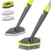 Tub and Tile Scrubber Brush,2 in 1 Shower Scrubber with 3 Replacement Brush Heads &46.5'' Extendable Long Handle,Floor Cleaning Brush for Bathroom Toilet Floor Wall Sink,Green+Gray A-Tub and Tile Scrubber Brush-Green+Gray