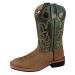 Smoky Mountain Boots | Jesse Series | Youth Western Boot | Square Toe | Genuine Leather | Rubber Sole & Block Heel | Leather Upper & Man-Made Lining Brown Distress/Green Crackle 9.5 Little Kid
