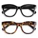 Areyeth 2 Pairs Oversized Retro Reading Glasses for Women Oprah Style Large Blue Light Blocking Readers(2.50X) Black+yellow Tortoise 2.5 x