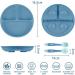 Vicloon Baby Suction Plate 3Pcs - Non Slip Silicone Weaning Plate for Toddler Kids - Divided Dishes for Self Feeding - Fits Highchairs Trays - Blue/Pink/Beige - Buy Online on GoSupps.com