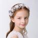 IYOU Flower Princess Headpiece Silver Sparkly Crystal Hair Dress Pearl Communion Wedding Hair Accessoris for Girls