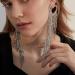 fxmimior Fashion Women Bride Wedding Boho Statement Large Love Heart Rhinestones Earrings Silver Tassel Full Rhinestones Long Chain Drop Dangle Prom Earrings Jewelry for Women Girls
