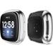 Tobfit Metal Bands for Fitbit Versa 3/Sense with 2 x TPU Screen Protectors - Black & Silver Large - Buy Online on GoSupps.com