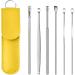 DUBUSH The Most Professional Earwax Cleaning Tool Set in 2023 Professional Stainless Steel Earwax Cleaning Tool Earwax Removal Set PU Leather Yellow