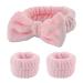 3Pcs Spa Headband Wrist Washband Scrunchies Cuffs for Washing Face  Makeup Prevent Liquids from Spilling  Hair Headband Face Wash Wristband Towel Wristbands for Women (Pink)