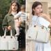 Lekebaby Large Baby Changing Bag for Stylish Mom and Dad - Quilted Beige with Travel Tote and Nappy Changing Mat - Buy Online on GoSupps.com