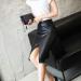 Sanahy Women's High Waisted Faux Leather Split Midi Pencil Skirt - 3XL Black - Buy Online on GoSupps.com