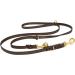 COPCOPET-fat leather line for dogs-3-way adjustable dog leash made of soft leather with carabiners & fittings made of brass-braided leash 100% handmade in Germany (2.80 m x 15mm | brown) 2.80 m x 15 mm brown