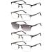 EYECEDAR Amcedar 5-Pack Reading Glasses Men Metal Half-Frame Spring Hinges Stainless Steel Material Readers +2.50 5 Pairs Mix 2.5 x