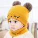 Kids Winter Scarf and Hat Set - Cozy Crochet Knit with Pompon - Yellow - Boys and Girls - One Size - Buy Online on GoSupps.com