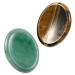 Nupuyai 2pcs Green Aventurine & Tiger's Eye Oval Thumb Worry Stone Set Energy Crystal Pocket Palm Stone for Healing Anxiety Stress Relief Reiki Therapy 45x35mm #4-green & Brown