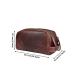Premium Leather Toiletry Travel Pouch | Waterproof Lining | King-Size Vintage Dopp Kit by Aaron Leather Goods - Dark Brown - Buy Online on GoSupps.com