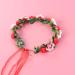 Minkissy Red Bridal Hair Wreath - Women & Girls Flower Headband with Green Leaves | Wedding Party Crown - Buy Online on GoSupps.com
