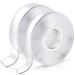 KUSUFEFI Double Sided Adhesive tape Heavy Duty  Double Stick Mounting (2 Rolls  Total 20FT)  Clear Two Sided Wall tape Strips  Removable Poster tape for Home  Office  Car  Outdoor Use
