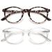 Koosufa fashion anti blue light reading glasses Federscharnier women men's round reading aid see help anti -fatigue glasses 1.0 1.25 1.5 2.25 2.75 3.5 4.0 Leopard+transparent 0.0 x
