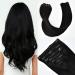 Remy Clip in Human Hair Extensions Straight Full Head for Women 7pcs 16 Clips 120g/set (#1 14") #1 14"