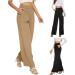 Effortless Tailored Wide Leg Pants - Women's High Waisted Casual Style - Buy Online on GoSupps.com