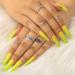 Sethain Glossy Glitter False Nails Green Fake Nail Rhinestone Long Full Cover Coffin Press on Nails for Women and Girls (Green Shade) - Buy Online on GoSupps.com