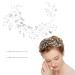 Pearl Wedding Hair Vine Silver Bridal Headband Crystal Wedding Headpiece Bridal Hair Accessories for Women and Girls